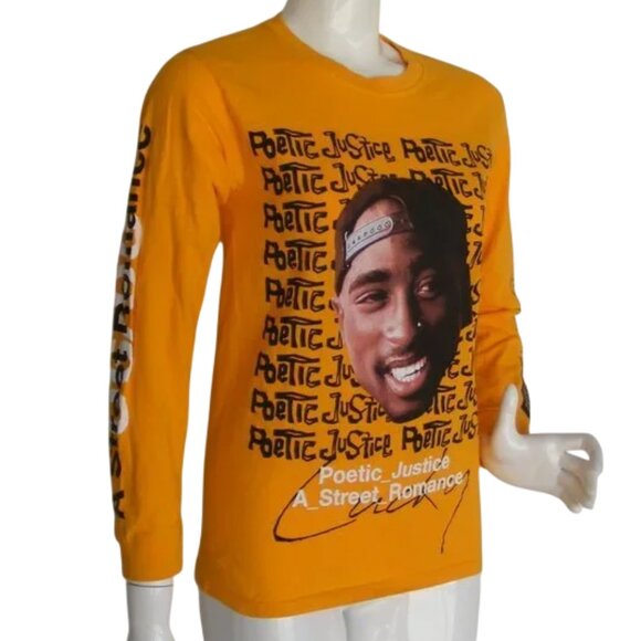 Tupac Shakur Poetic Justice Tshirt, S, Yellow, Long Sleeves, Sleeve Print, 2Pac - Picture 2 of 9
